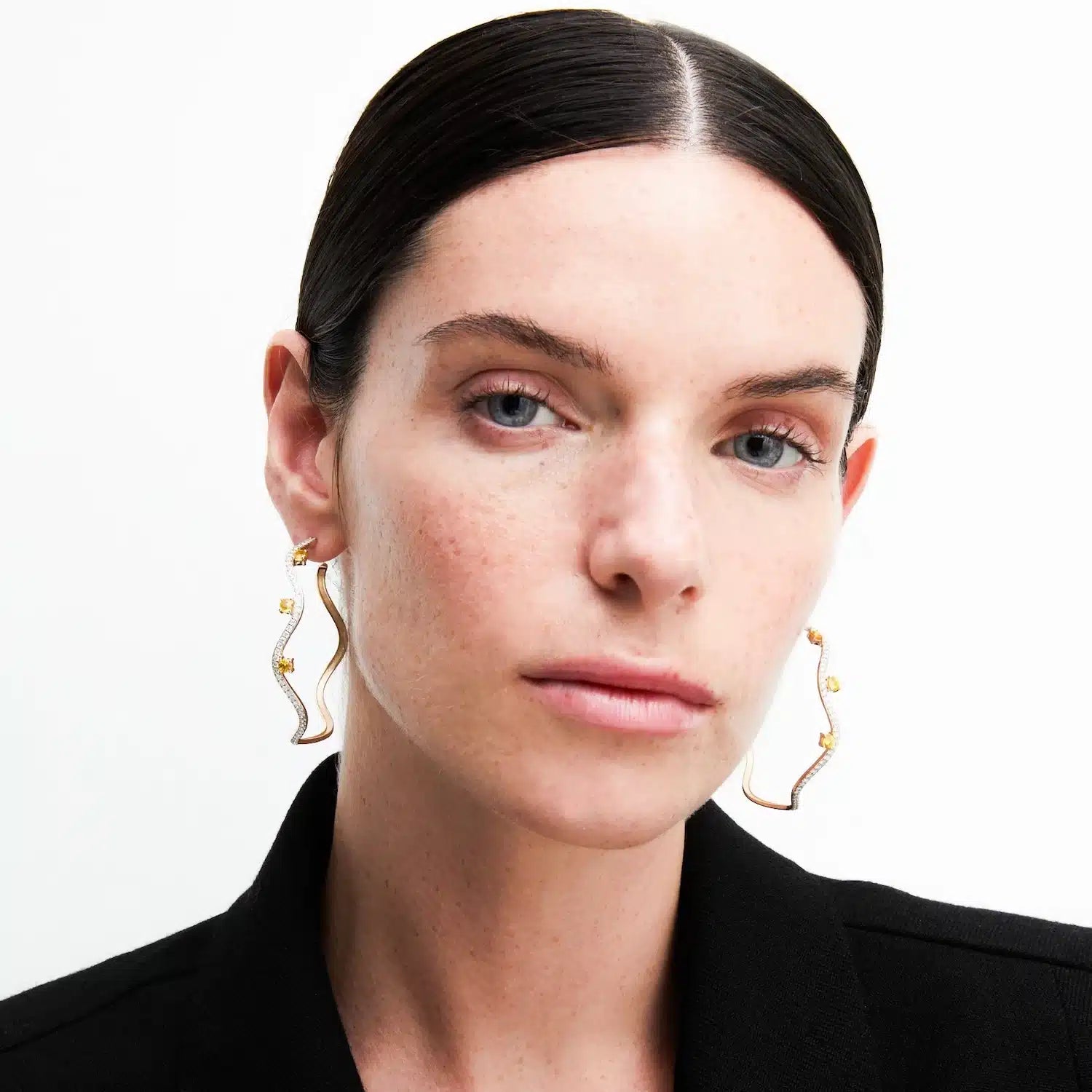 Wavy Diamond Hoops