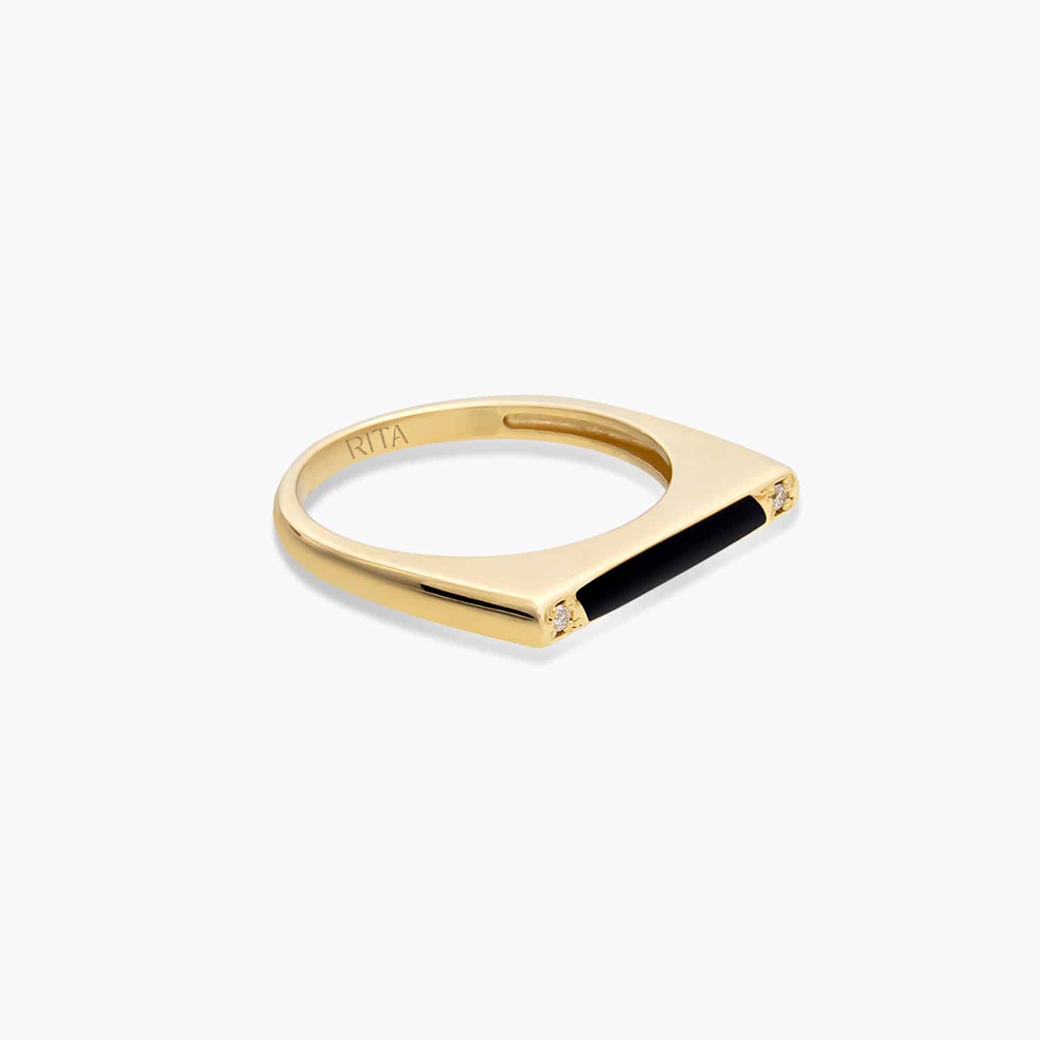 Diamond Enamel Square Ring