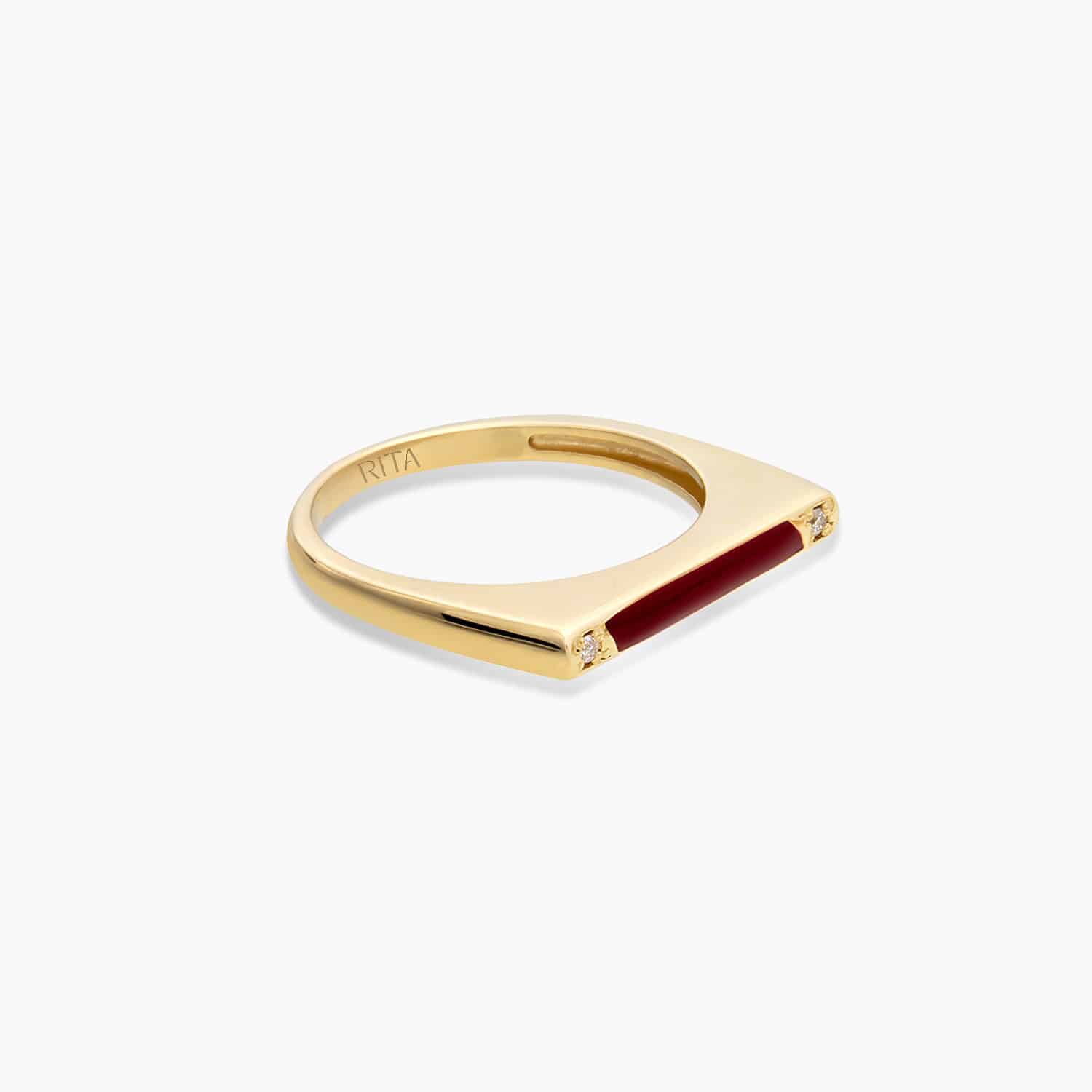Diamond Enamel Square Ring