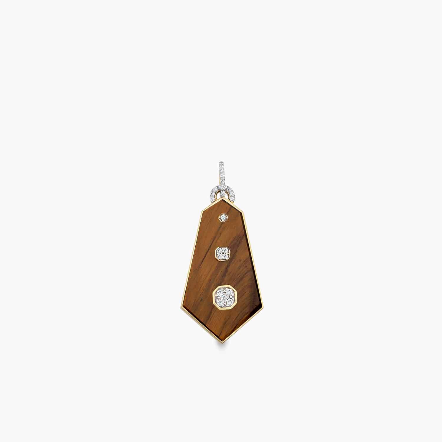 Hexagon Tiger Eye Diamond Pendant