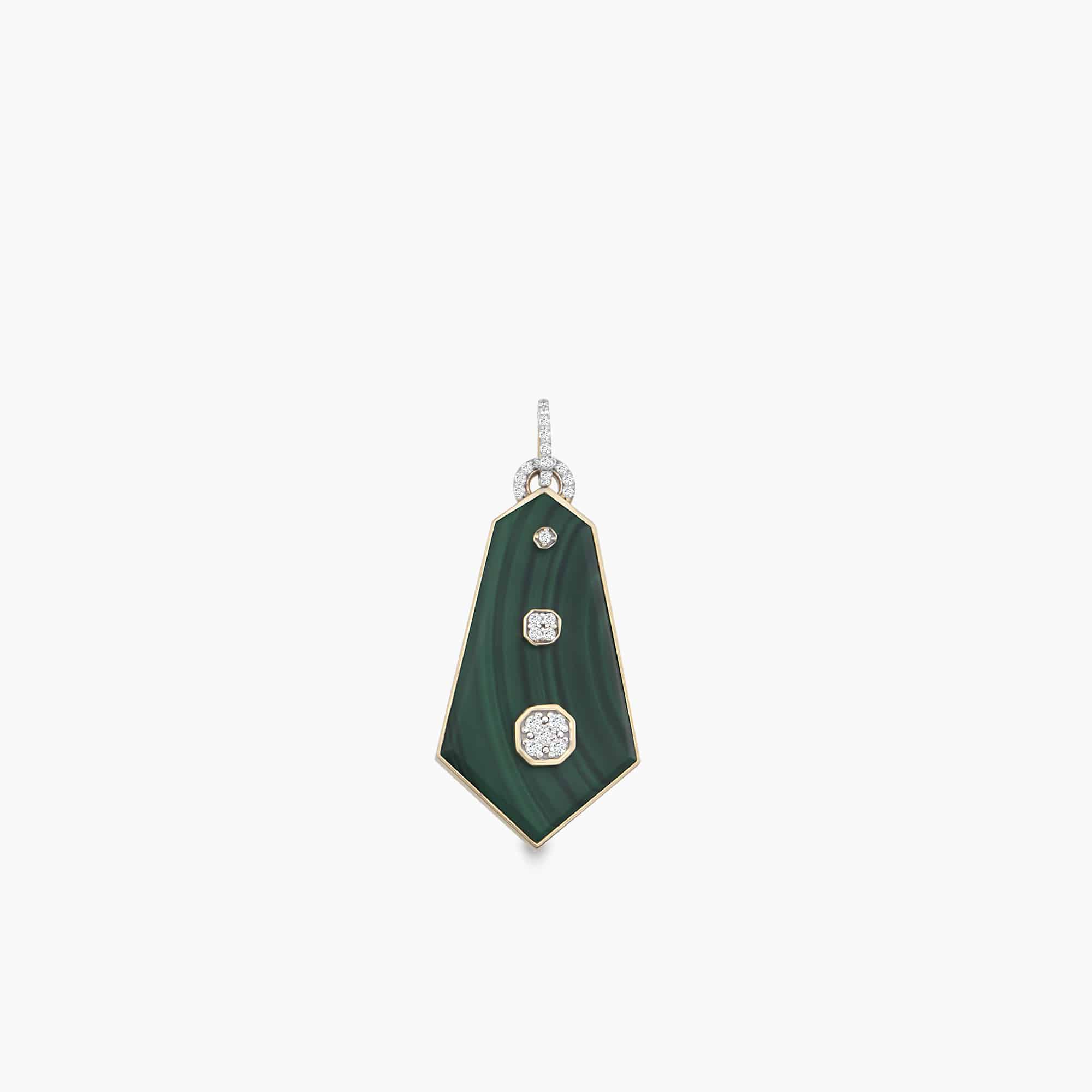 Hexagon Malachite Diamond Pendant