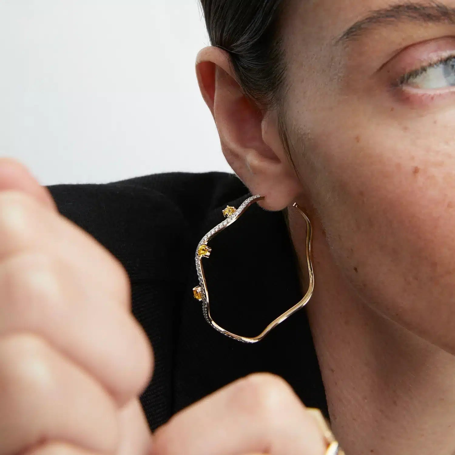 Wavy Diamond Hoops