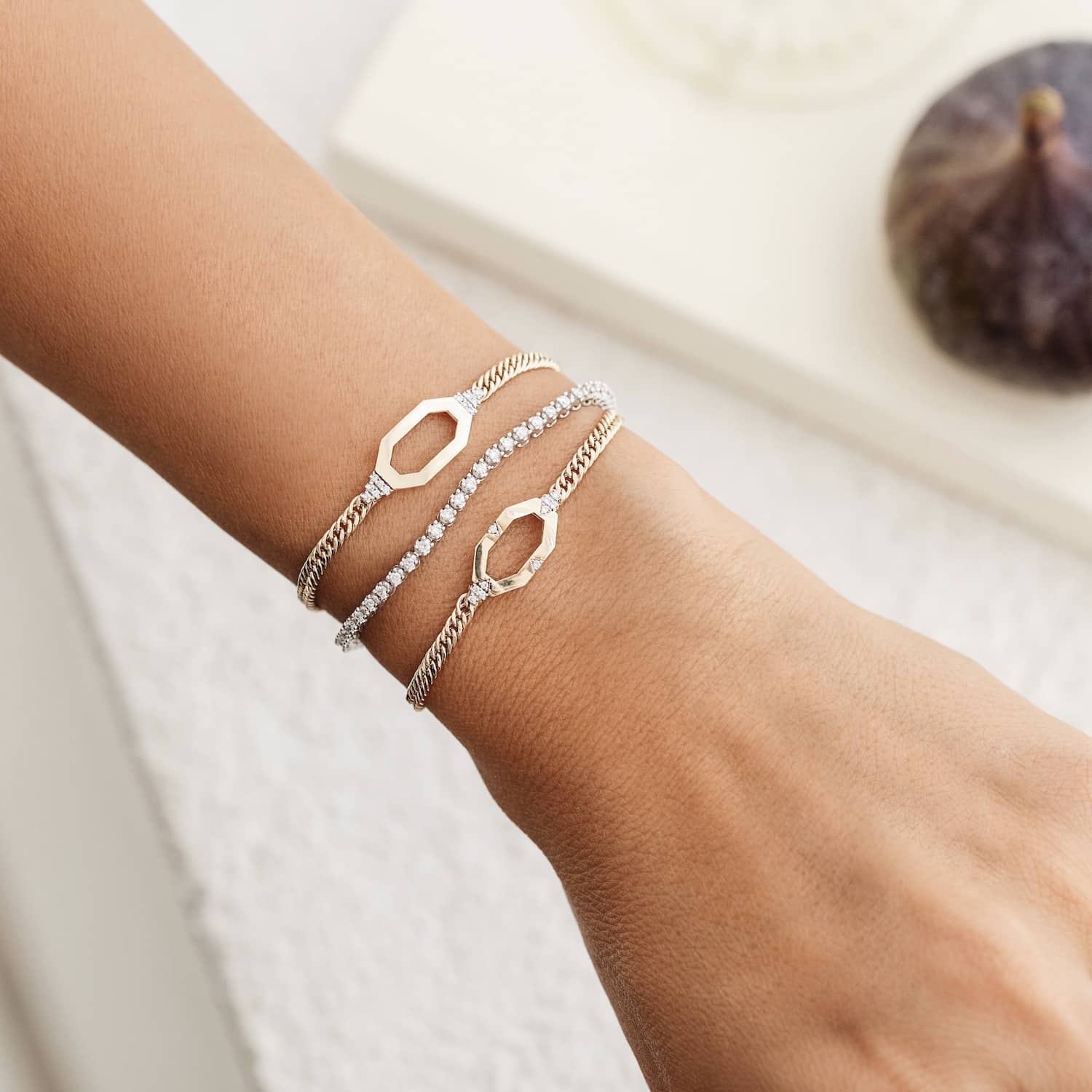 Diamond Octagon Straw Bracelet