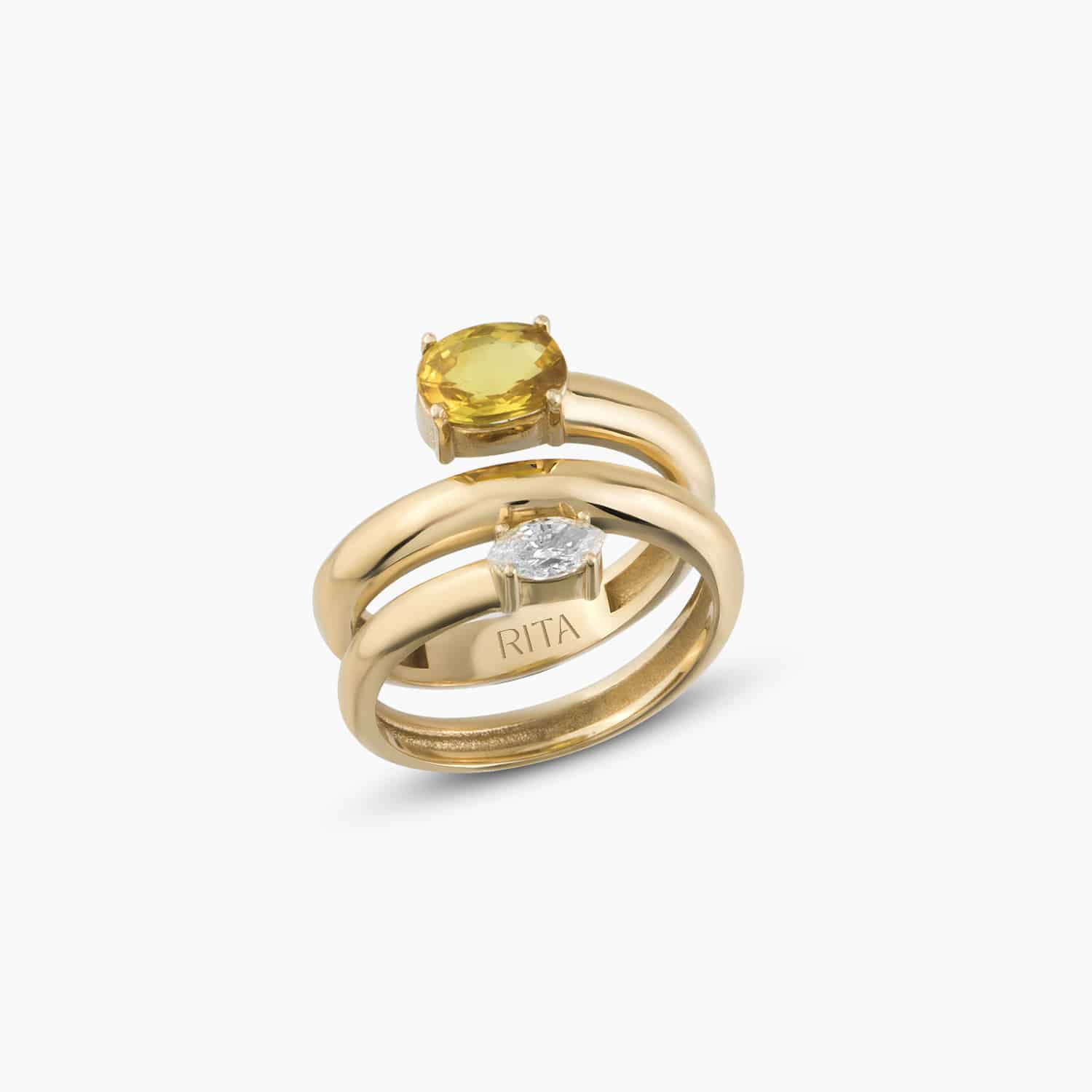 Duo Stoned Twist Ring