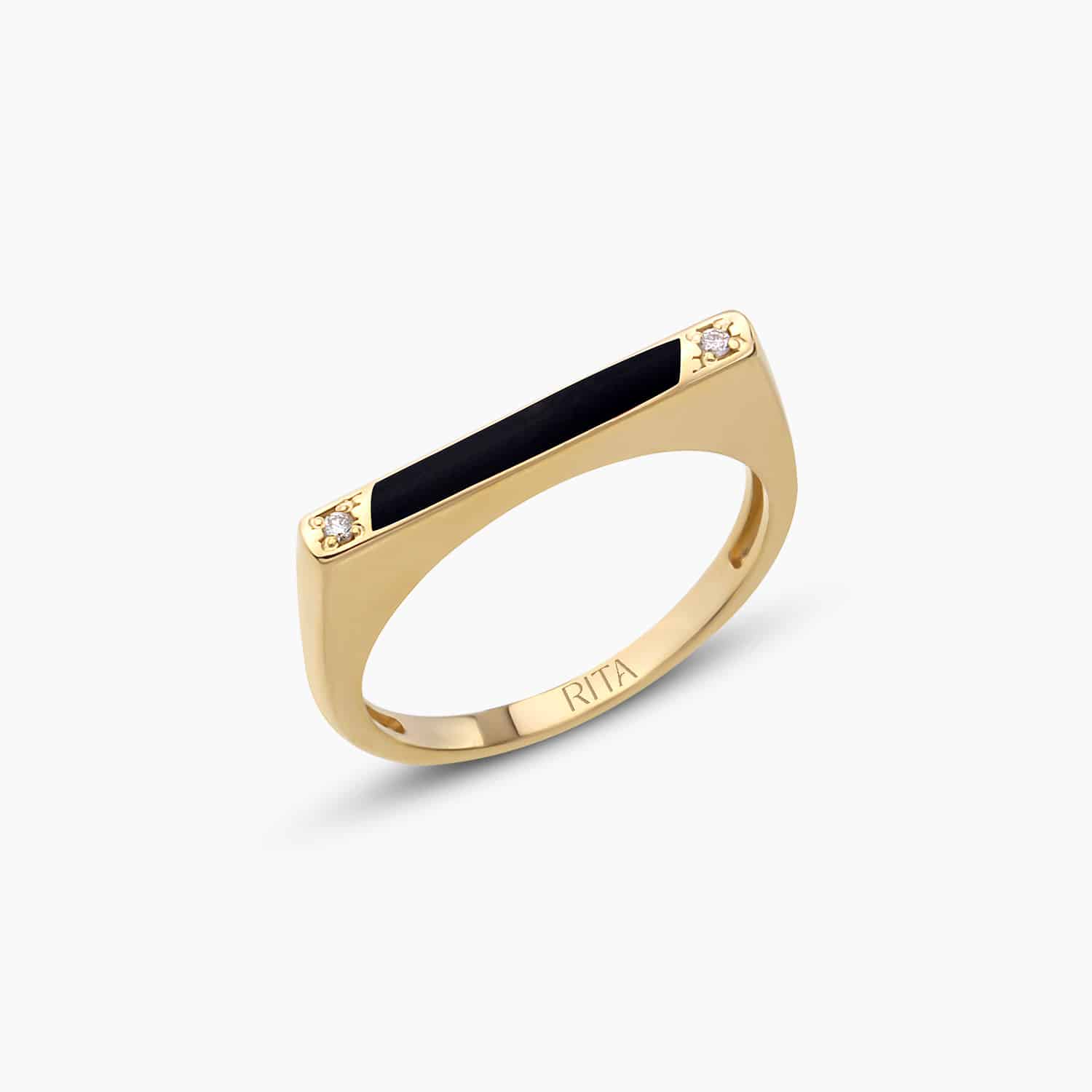 Diamond Enamel Square Ring