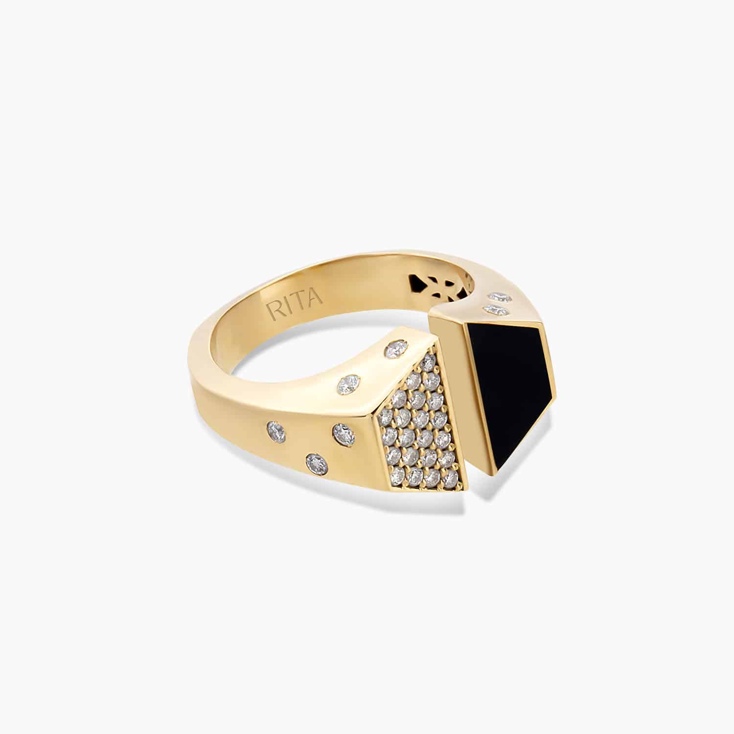 Diamond Split Onyx Ring