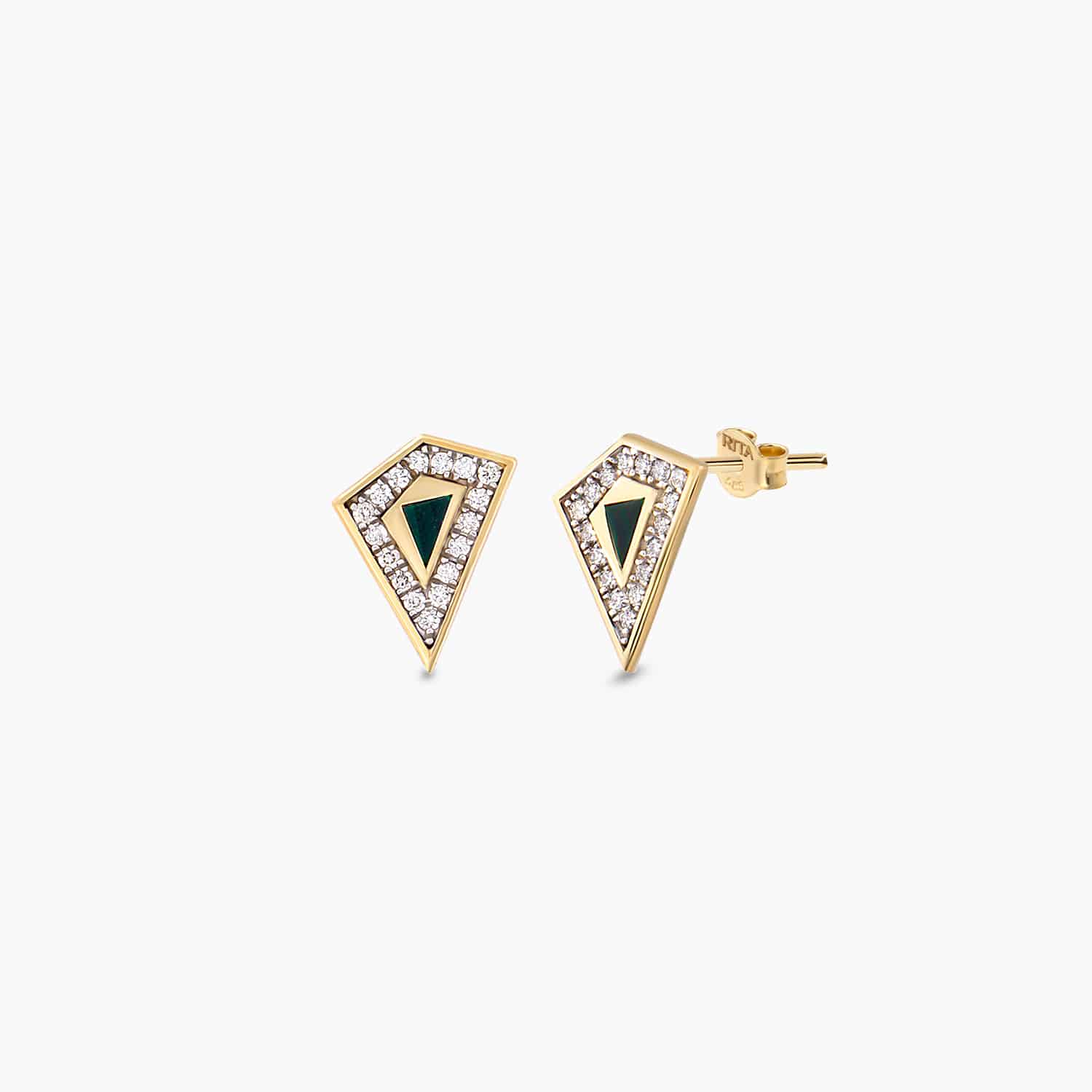 Malachite Origami Earrings