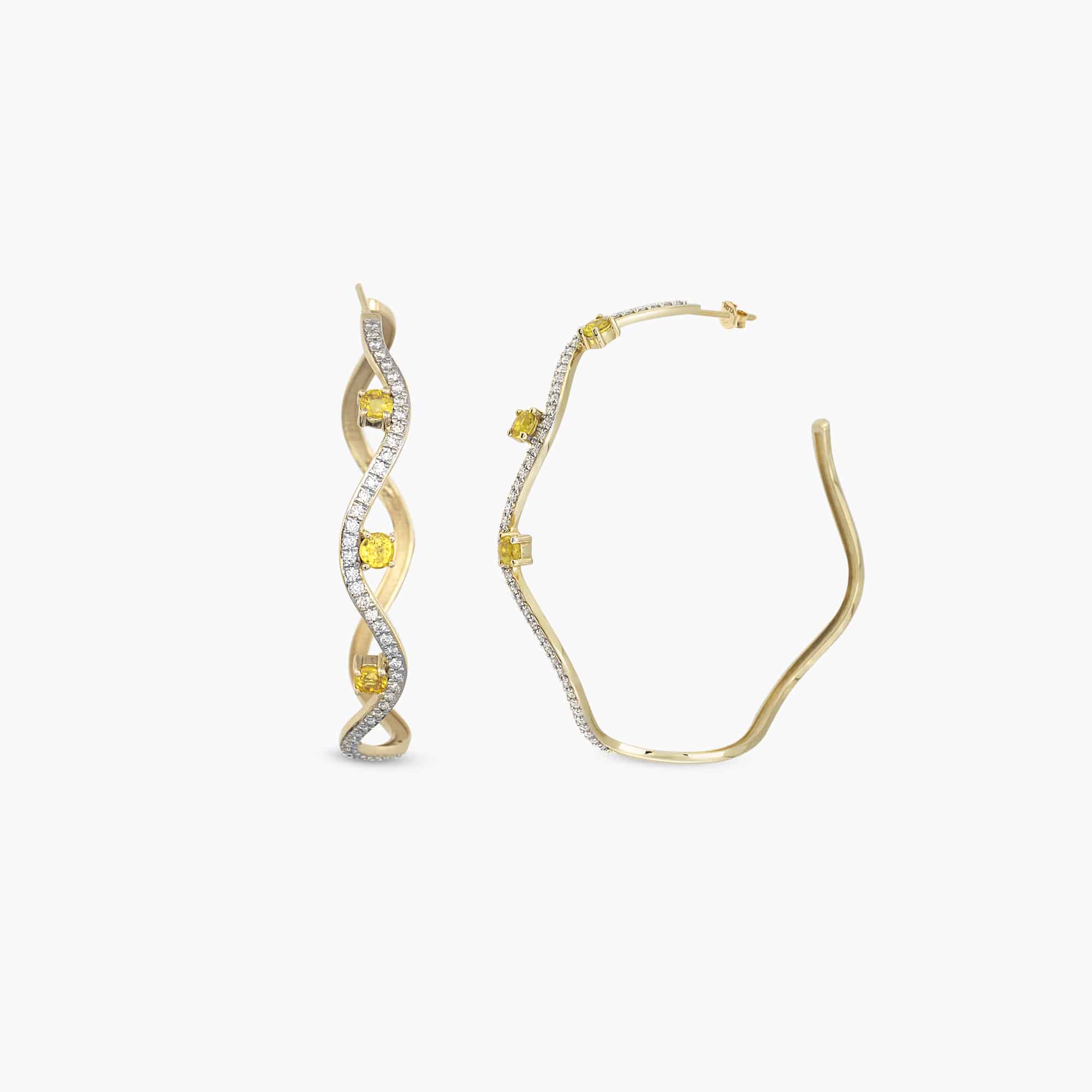 Wavy Diamond Hoops