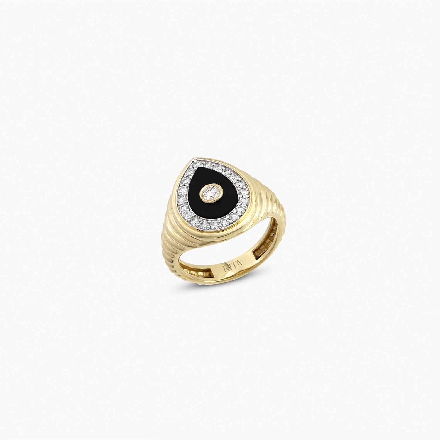 Diamond Drop Onyx Ring