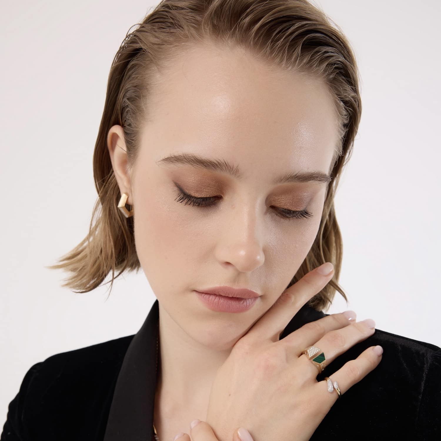 Diamond Split Malachite Ring