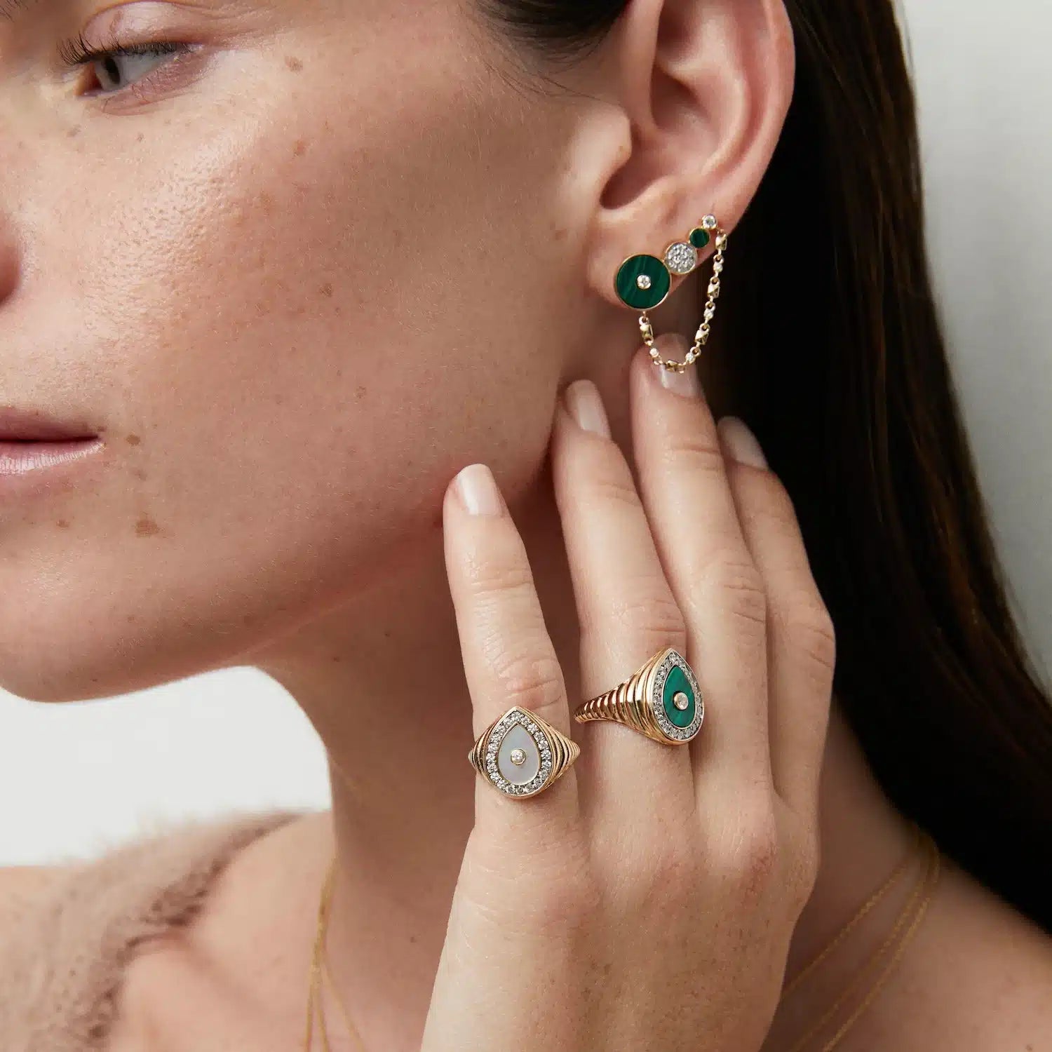 Diamond Drop Pearl Ring