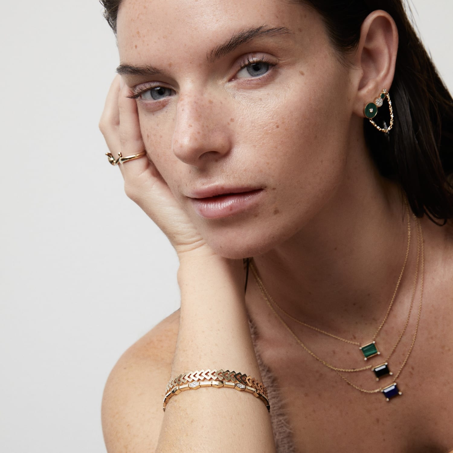 Diamond Enamel Geometric Bracelet