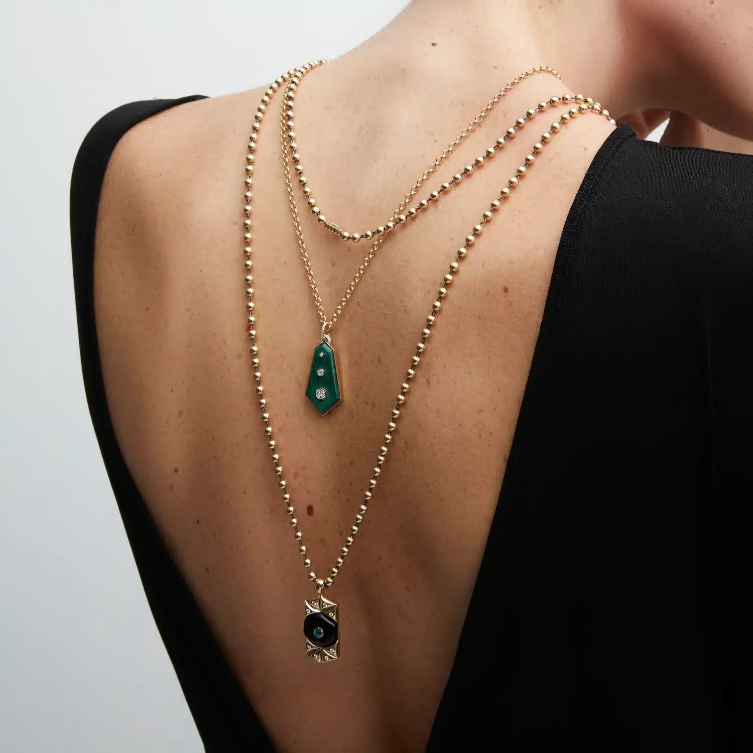 Hexagon Malachite Diamond Pendant