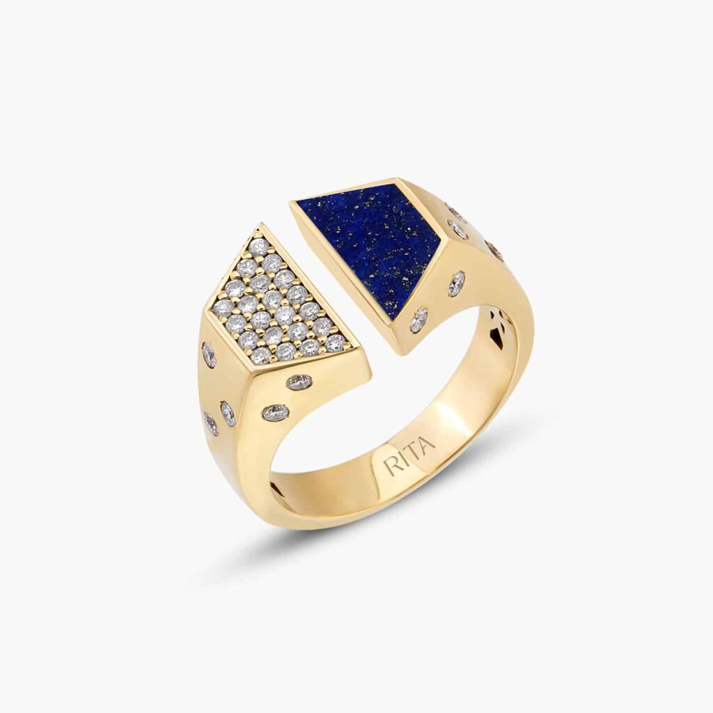 Diamond Split Lapis Lazuli Ring