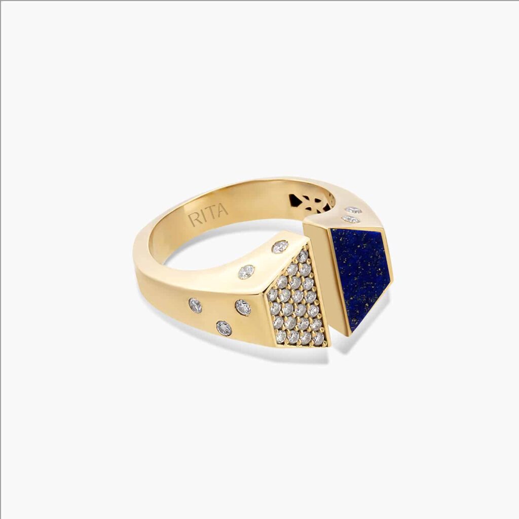 Diamond Split Lapis Lazuli Ring